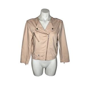BANANA REPUBLIC FACTORY Zip Up Moto Jacket Pale Pink Size Medium